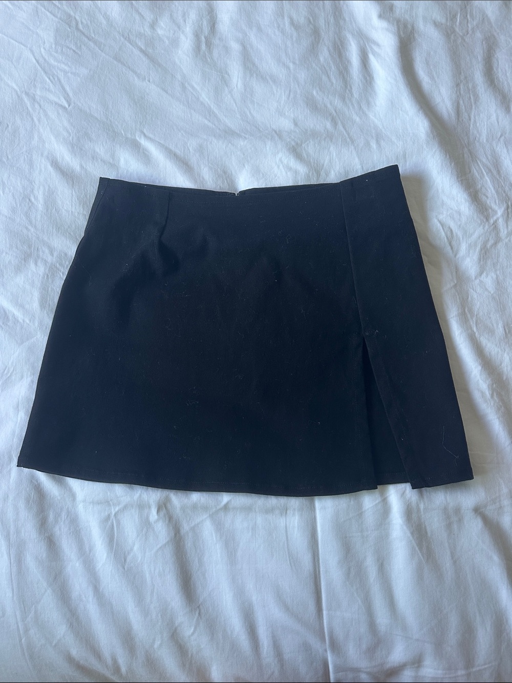 Motel Rocks Black Mini Skirt with Front Slit - Picture 3 of 4